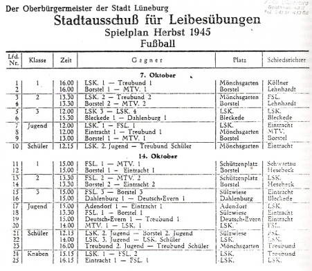 Spielplan 1945